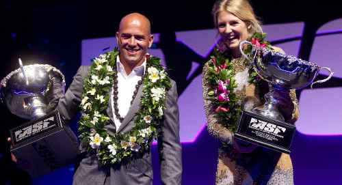 World champions Kelly Slater and Stephanie Gilmore. World champions Kelly Slater and Stephanie Gilmore.